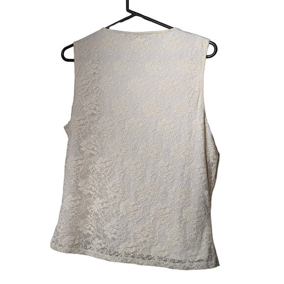 WD.NY Cream Lace Overlay Tank/Shell Top Womens Size XL - Picture 2 of 9